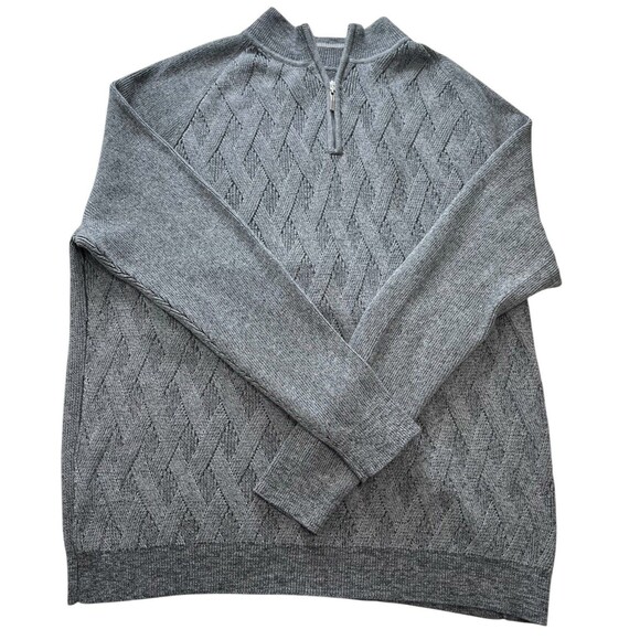 Tommy Bahama 1/4 Zip Pullover Mens 2XL Gray Cable Knit Sweater Preppy Old School - Picture 3 of 10